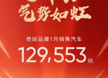 月销12.96万 奇瑞品牌开年延续强劲势能