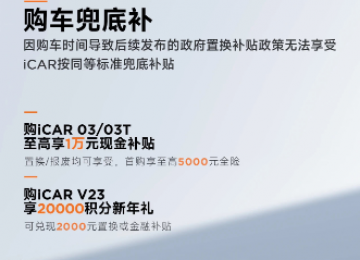 新“国补”+多重购车权益，“电动小G”iCAR V23购车指南